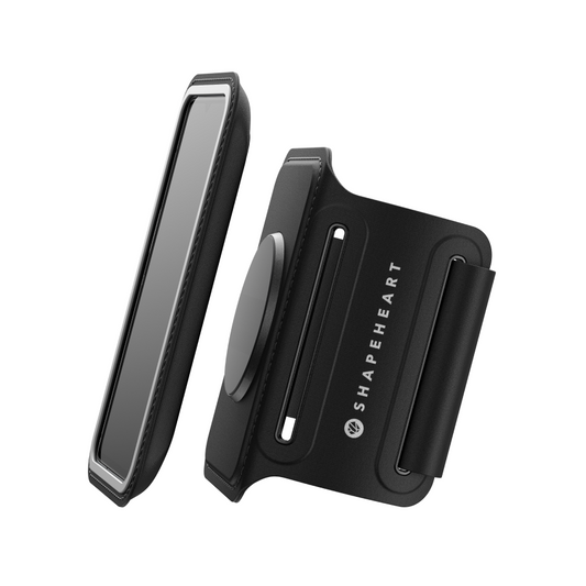 Shapeheart Magnetarmband mit abnehmbarer Smartphone-Hülle, ideal für den Sport.