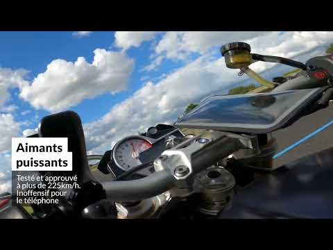Vidéo de présentation du support de téléphone vissée pour guidon de moto, fiable et robuste, sécurisez vos trajets